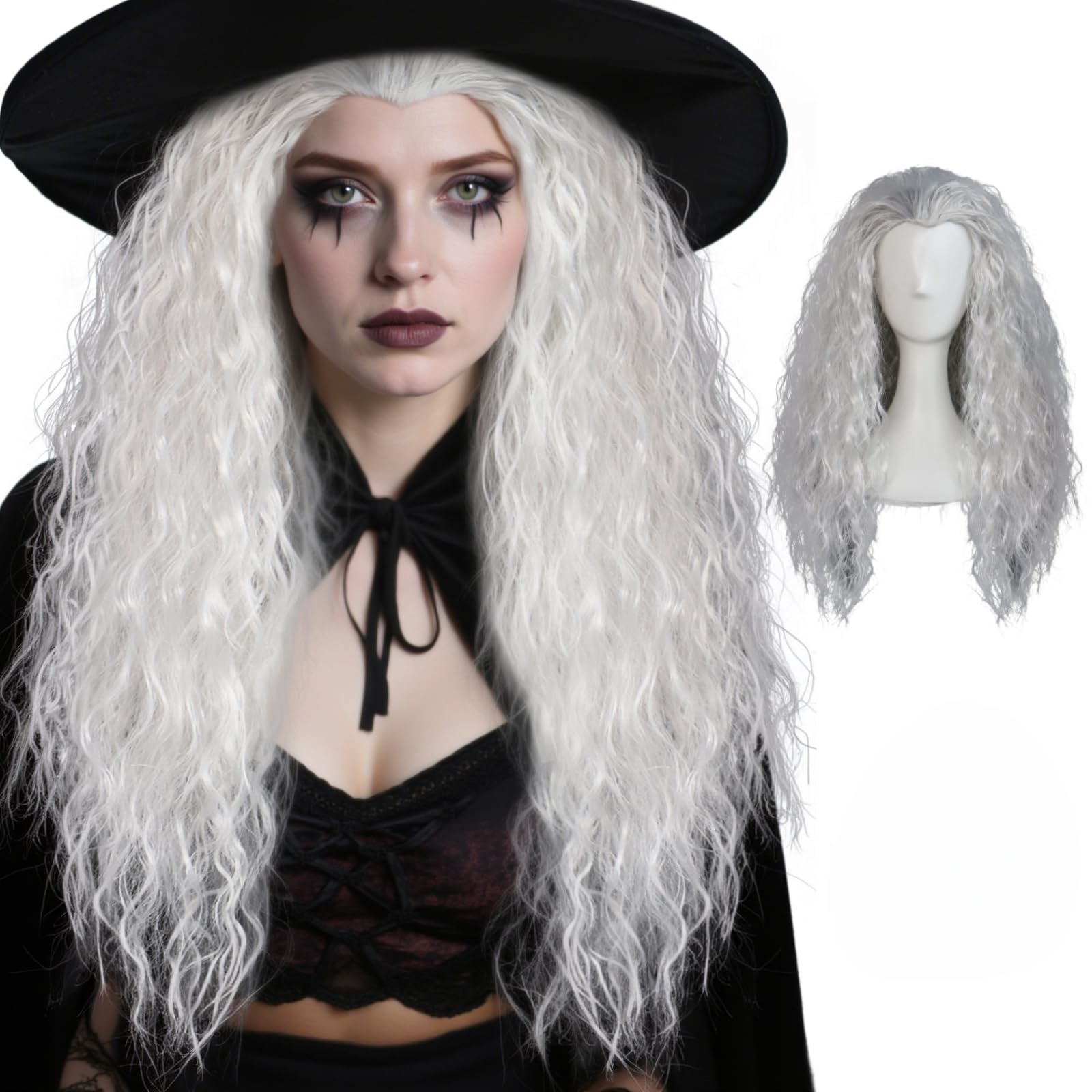 Fluffy white witch corn perm l - Anime Cosplay Face review and price