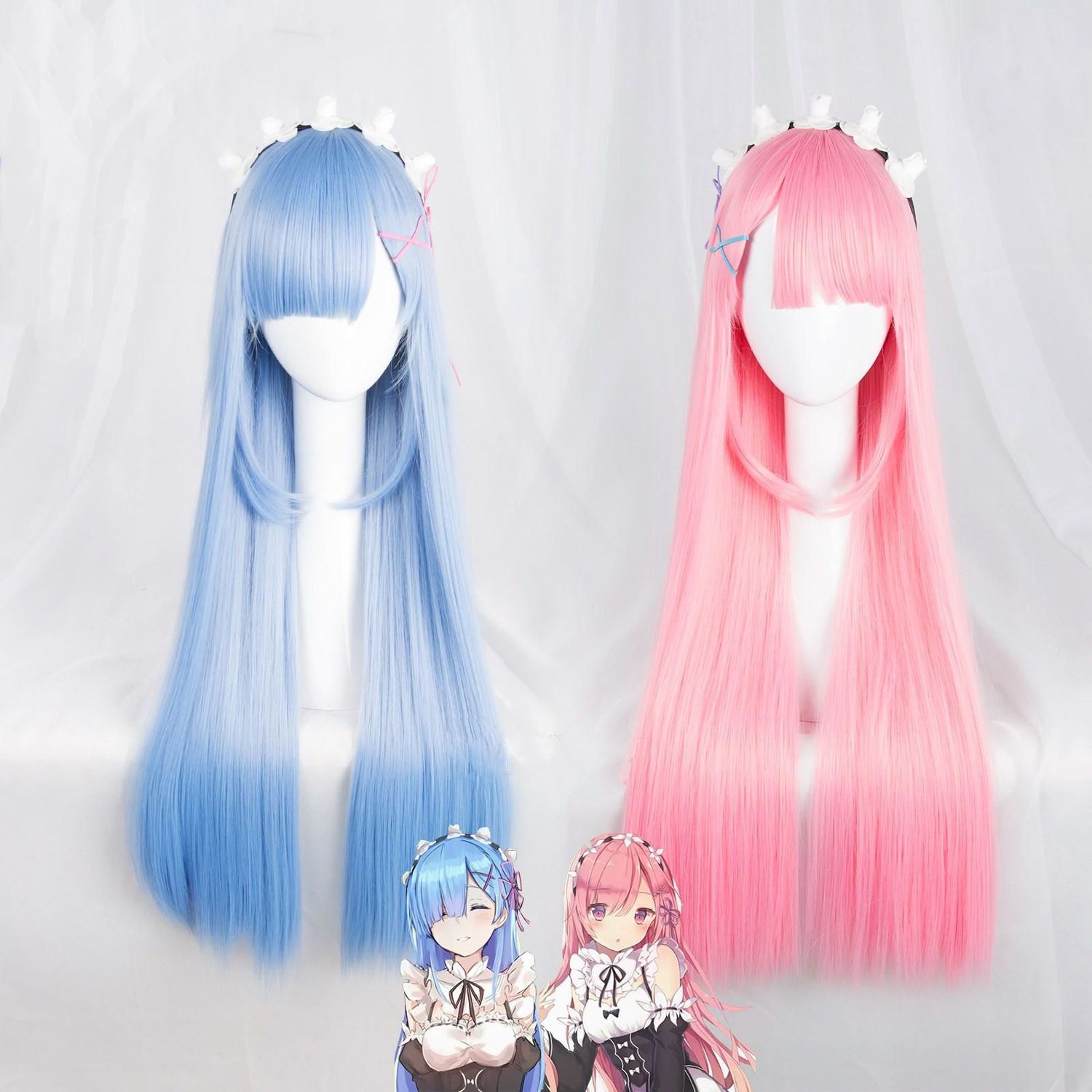 Re Zero Ram & Rem Cosplay Wig  - Anime Cosplay Rem review and price