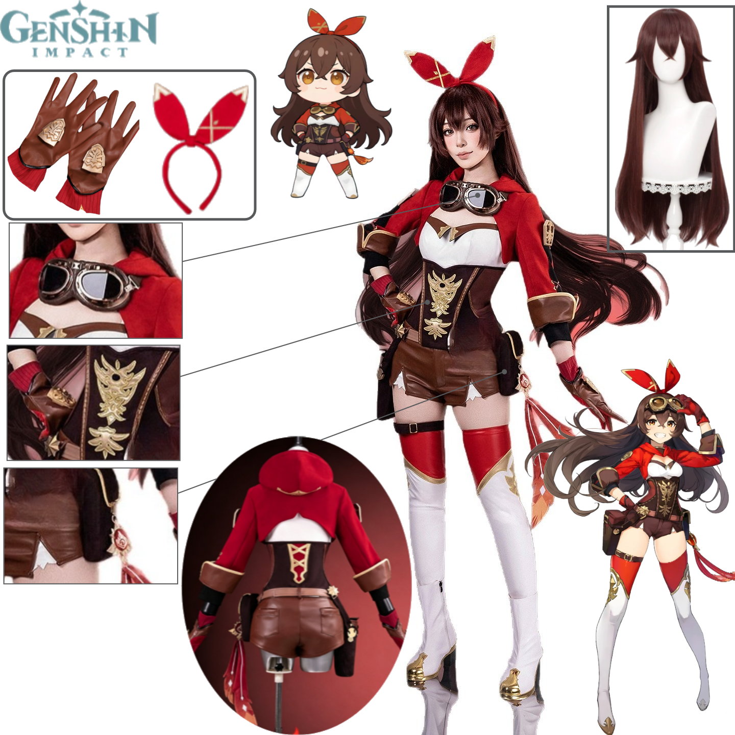 Genshin Impact Amber Cosplay C - Anime Cosplay Glasses review and price