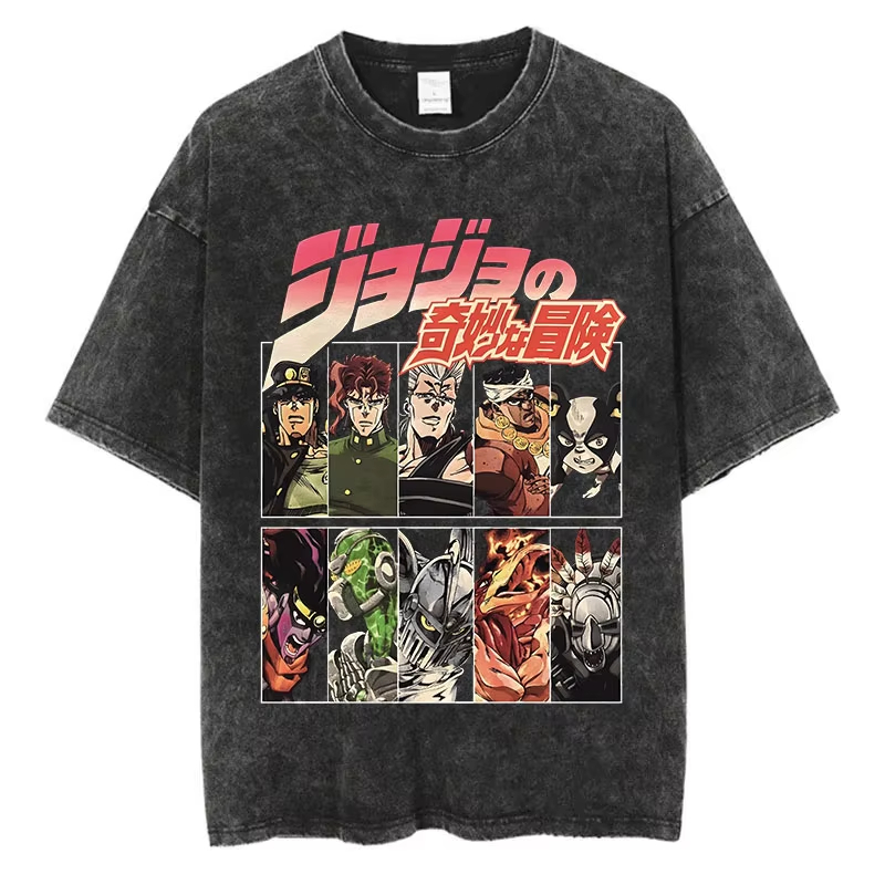 Vintage Washed TShirt Men Summ - Jojo Bizarre Hat review and price