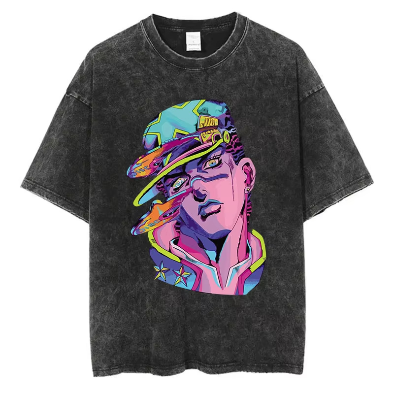 Vintage Washed TShirt Men Summ - Jojo Bizarre Hat review and price