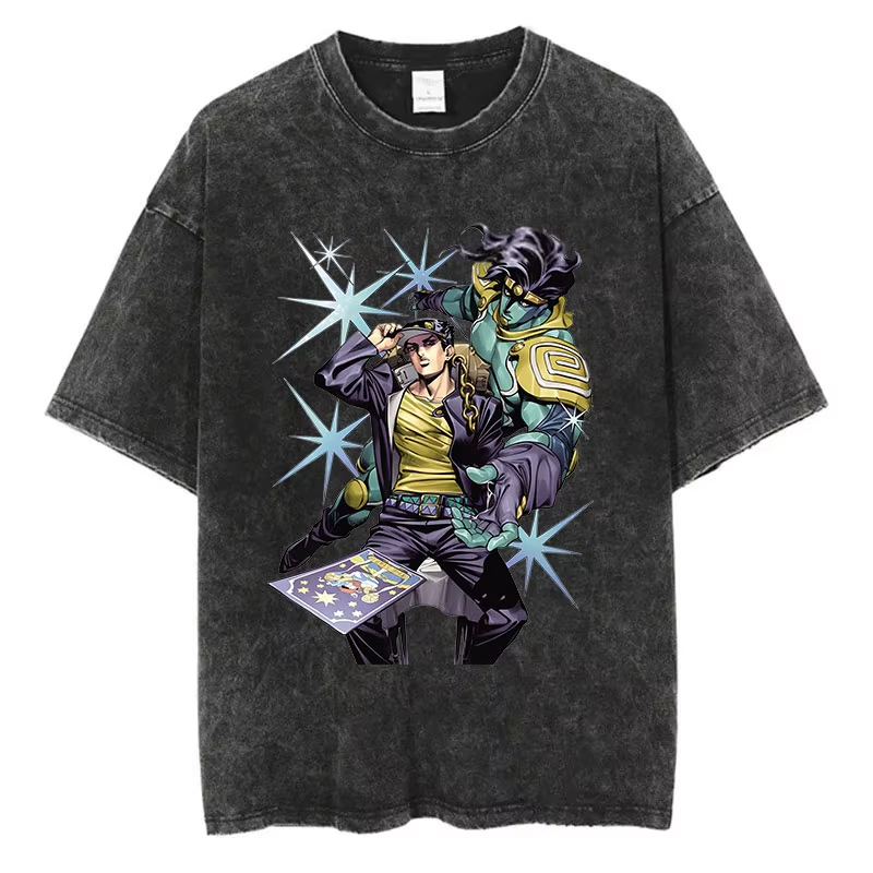 Vintage Washed TShirt Men Summ - Jojo Bizarre Hat review and price